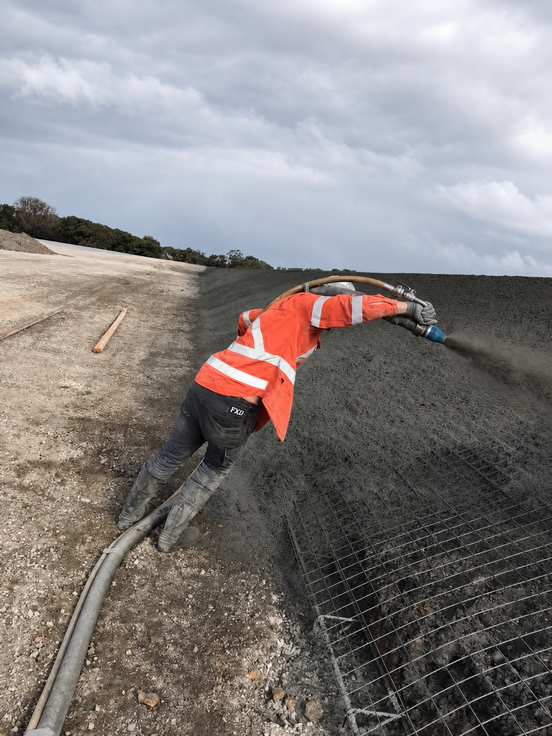CASE Concreting crew applying structural shotcrete in Sydney